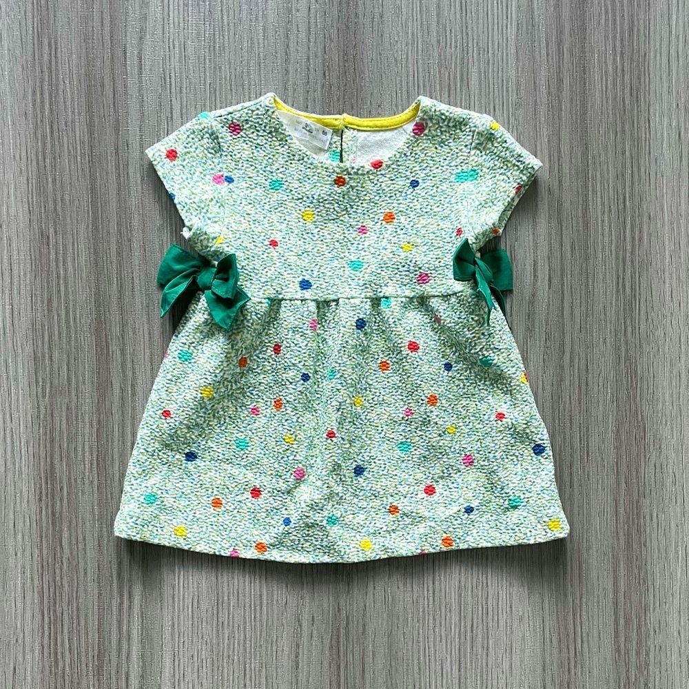 NWOT Zara Baby Polka Dot Short Sleeve Dress Green 3-6 Months